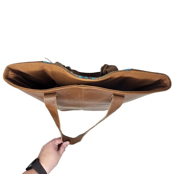 Catchfly Studios Serape Leather Tote Purse Shoulder Bag Southwestern Aztec NWT - Picture 15 of 16